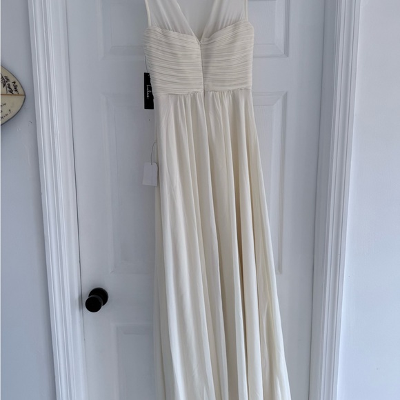 NWT Lulus Some Type of Sway Cream Chiffon Sleeveless Maxi Formal Dress Gown XS - Picture 6 of 9